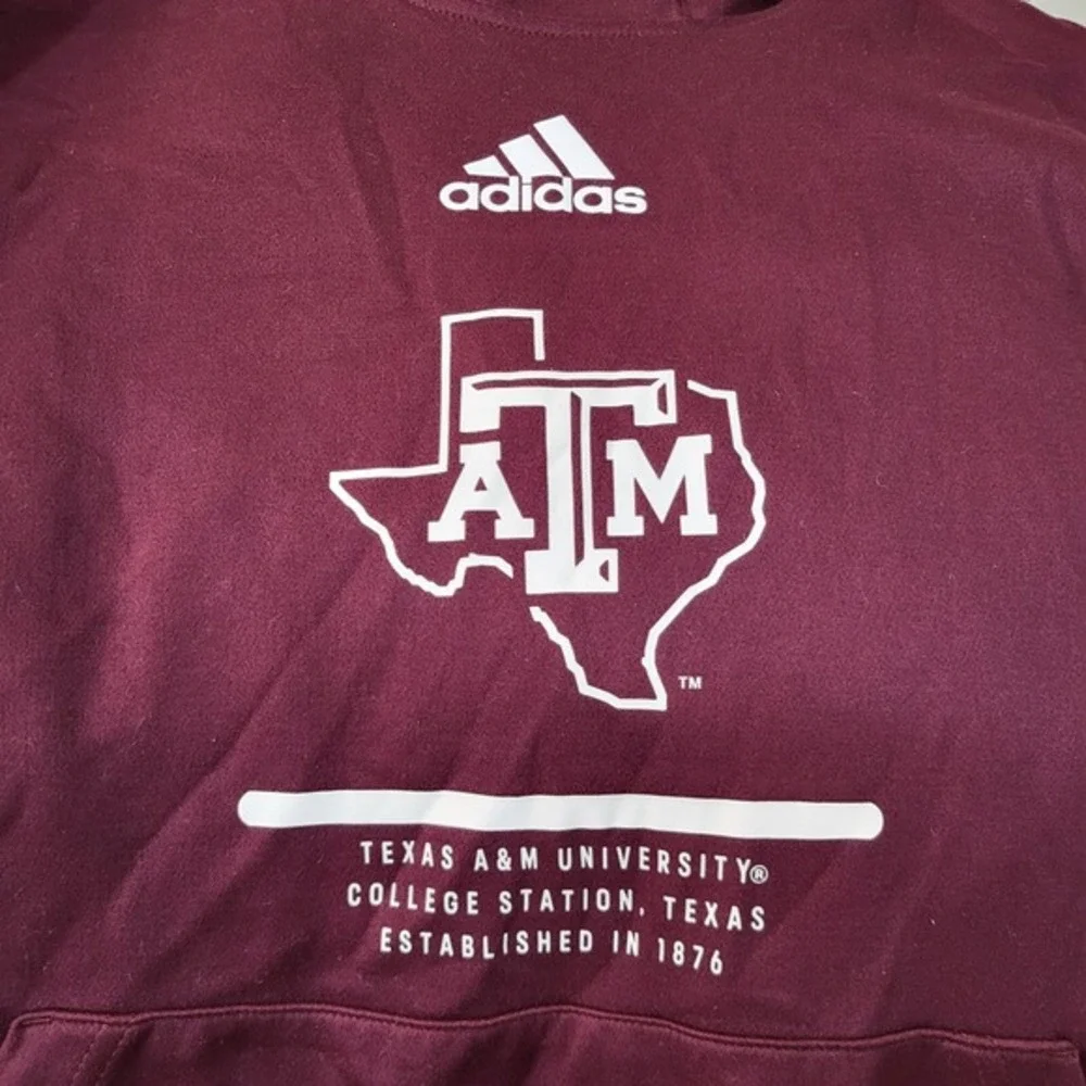 Texas A&M Aggies Men Sweatshirt Large Red Hoodie Adidas Logo Embroidered‎